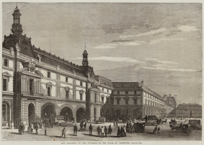Novos edifícios das Tulherias na Place du Carrousel de Michel Charles Fichot