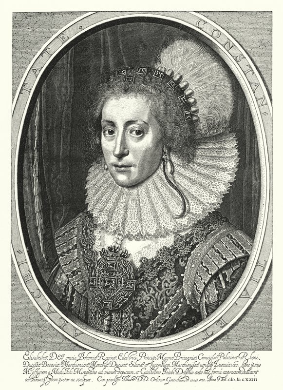 Elizabeth Stuart, Rainha da Boémia (gravura) de Michiel Jansz. van (after) Miereveld
