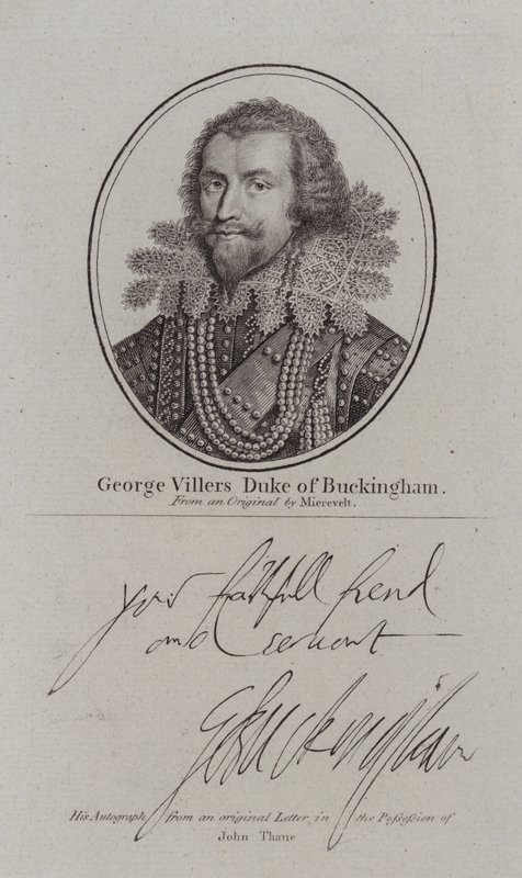 George Villiers Duque de Buckingham, cortesão inglês, político e favorito do Rei James I (gravura) de Michiel Janszoon van (after) Miereveldt