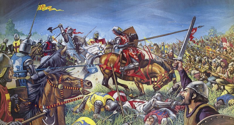 A Batalha de Bannockburn (litografia a cores) de Mike (20th century) White
