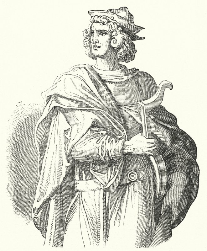 Walther von der Vogelweide, poeta lírico médio-alto alemão (gravura) de Moritz Ludwig von Schwind