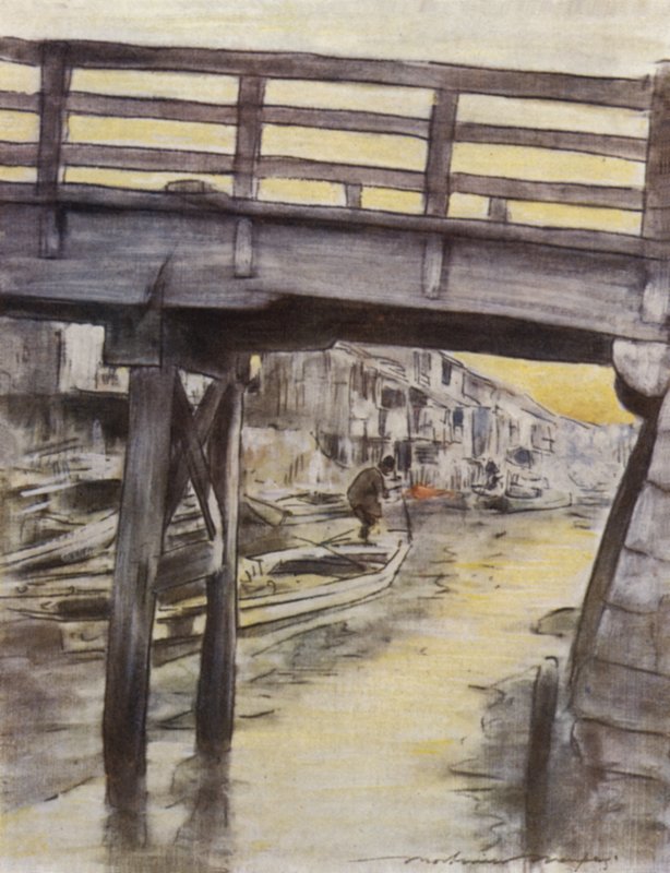 Um canal em Osaka de Mortimer Ludington Menpes