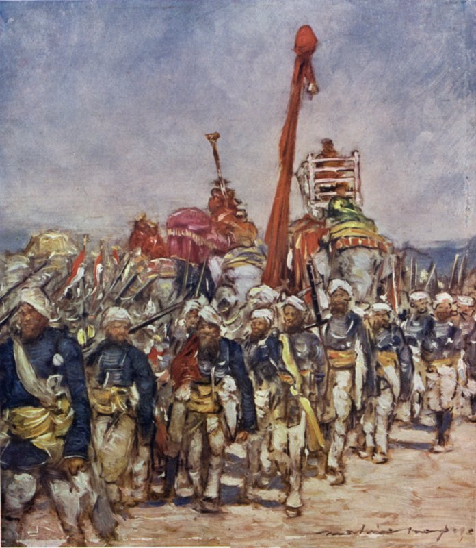 Um grupo típico na procissão dos retentores de Mortimer Ludington Menpes