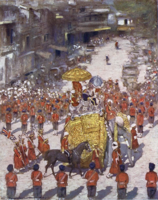 Lorde e Lady Curzon entrando em Delhi de Mortimer Ludington Menpes