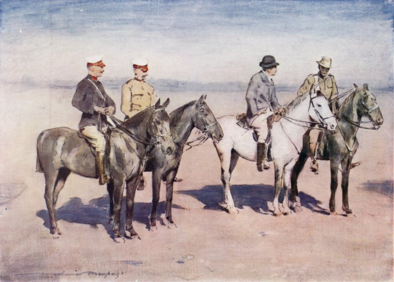 Sir Alfred Milner entrevistando o Coronel Cholmondeley do CIV de Mortimer Ludington Menpes