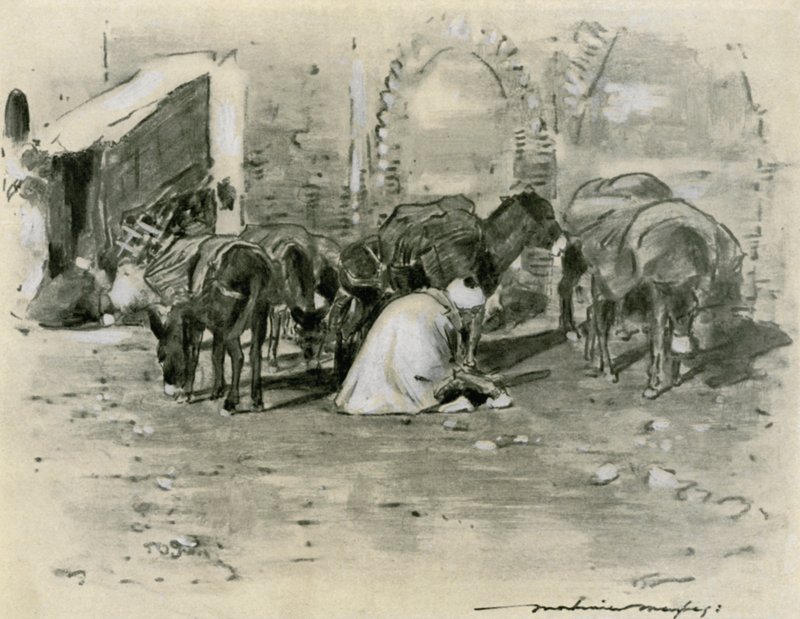 Cena de rua em Tânger de Mortimer Ludington Menpes