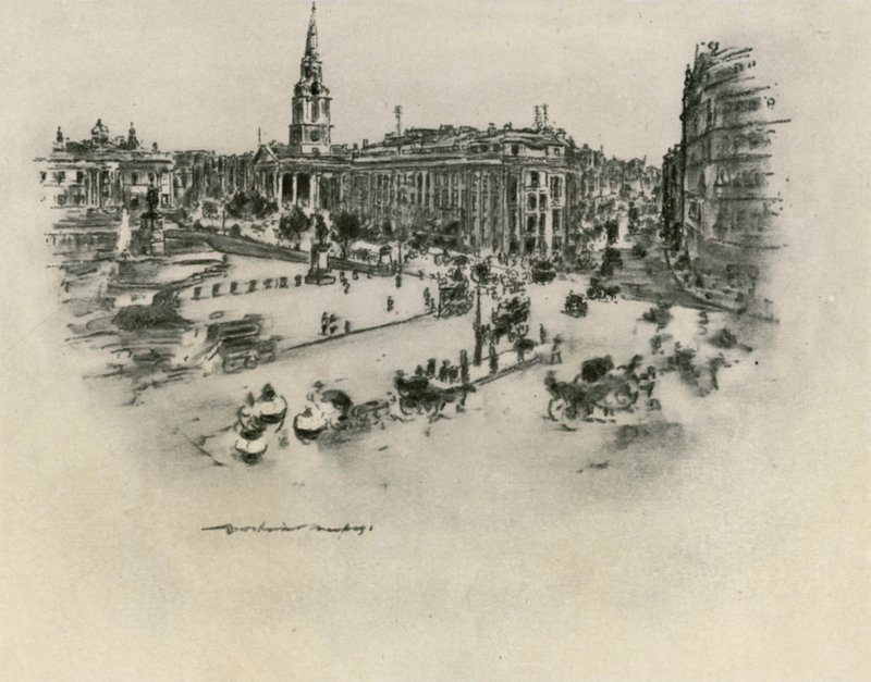 Praça Trafalgar de Mortimer Ludington Menpes