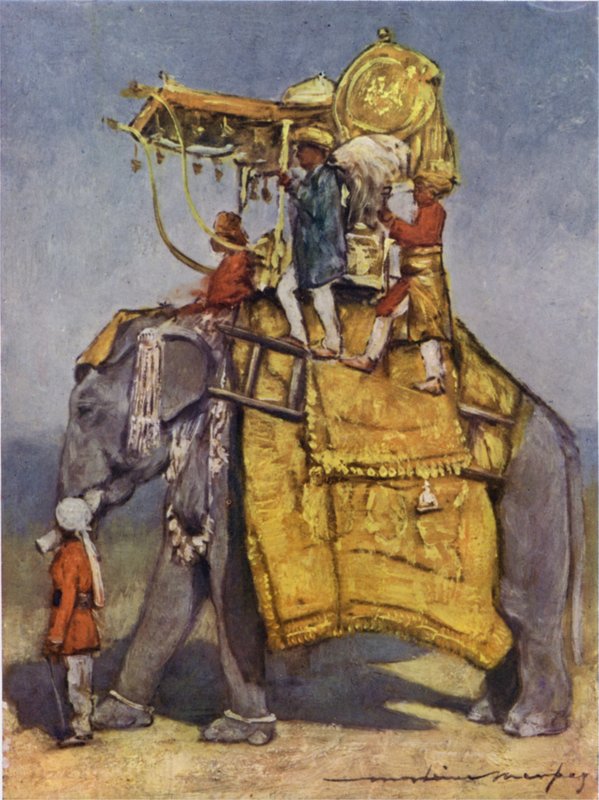 Um Elefante de Estado em todos os seus Trappings (cor litho) de Mortimer Ludington Menpes