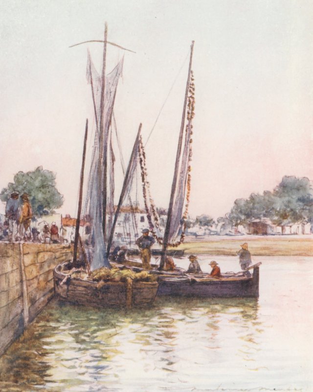 Barcos de pesca, Concarneau (litografia a cores) de Mortimer Ludington Menpes