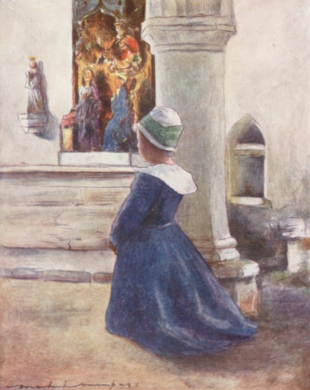 Na Igreja (litografia a cores) de Mortimer Ludington Menpes