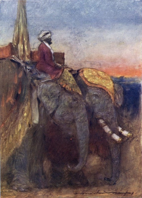 Jaipur Elephants (cor litho) de Mortimer Ludington Menpes