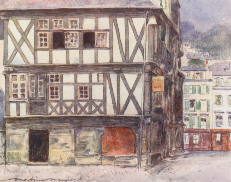 Casa medieval de Morlaix (litografia a cores) de Mortimer Ludington Menpes