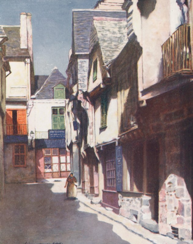 Casas medievais, Vitre (litografia a cores) de Mortimer Ludington Menpes