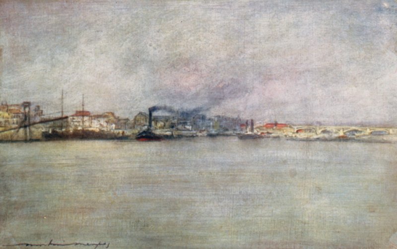 Steamers em Charenton de Mortimer Ludington Menpes