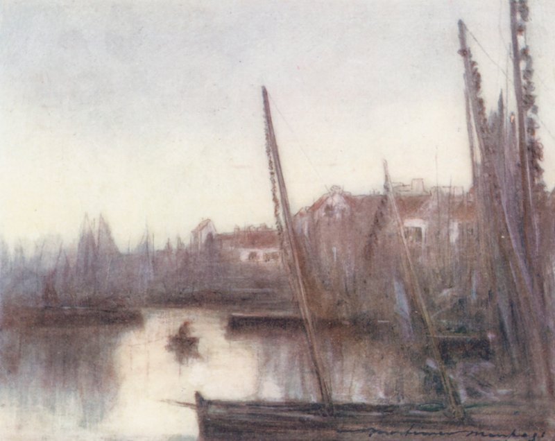 A frota de sardinhas, Concarneau (litografia a cores) de Mortimer Ludington Menpes
