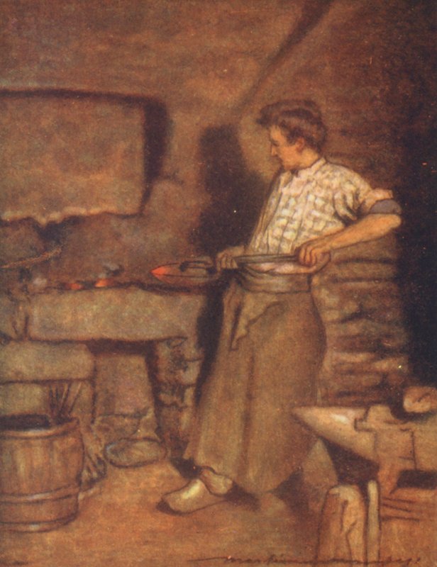 A forja da aldeia, Pont-Aven (litografia a cores) de Mortimer Ludington Menpes