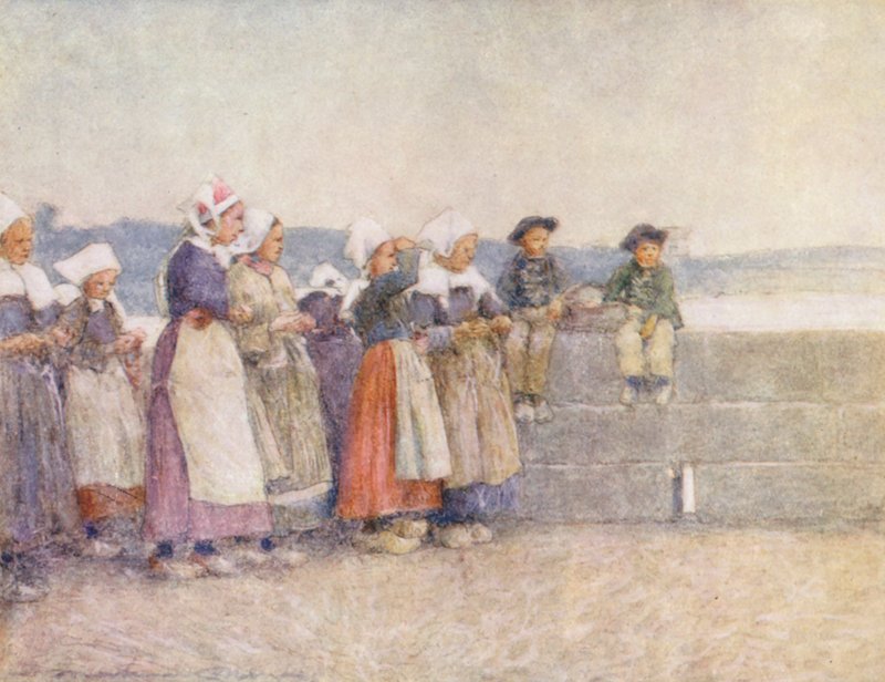 Vigia da frota de pesca, Concarneau (litografia a cores) de Mortimer Ludington Menpes