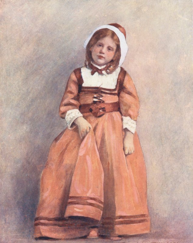 Crianças do Mundo: Americano, O Vestido de Salmão (litografia a cores) de Mortimer Ludington Menpes