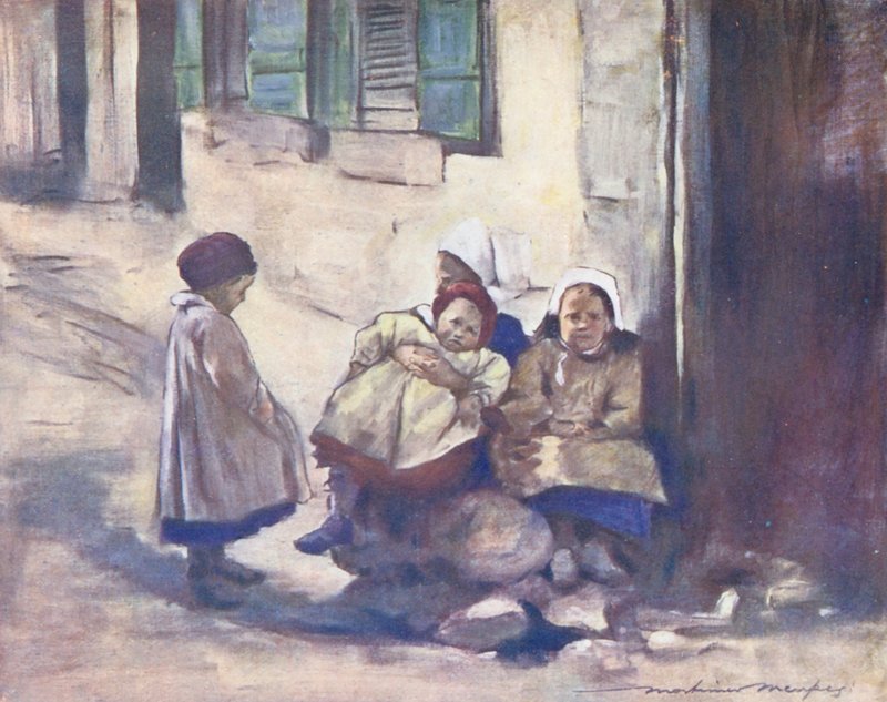 As crianças do mundo: Bretão, uma família (litografia a cores) de Mortimer Ludington Menpes