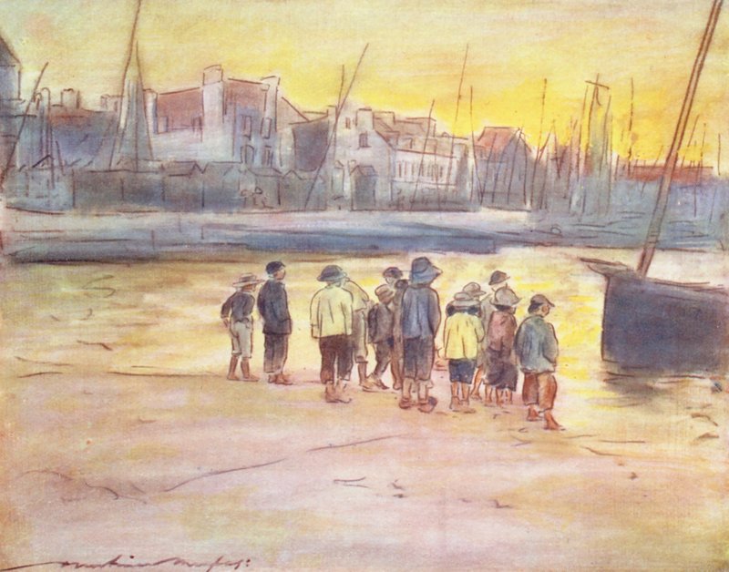 As crianças do mundo: Bretão, em Concarneau (litografia a cores) de Mortimer Ludington Menpes