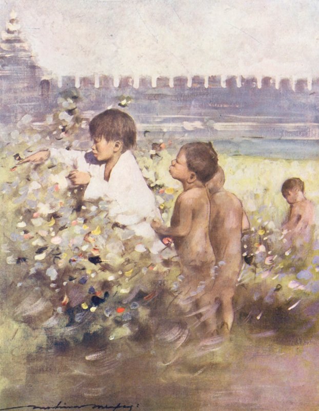 Crianças do Mundo: Birmaneses, um achado (litografia a cores) de Mortimer Ludington Menpes