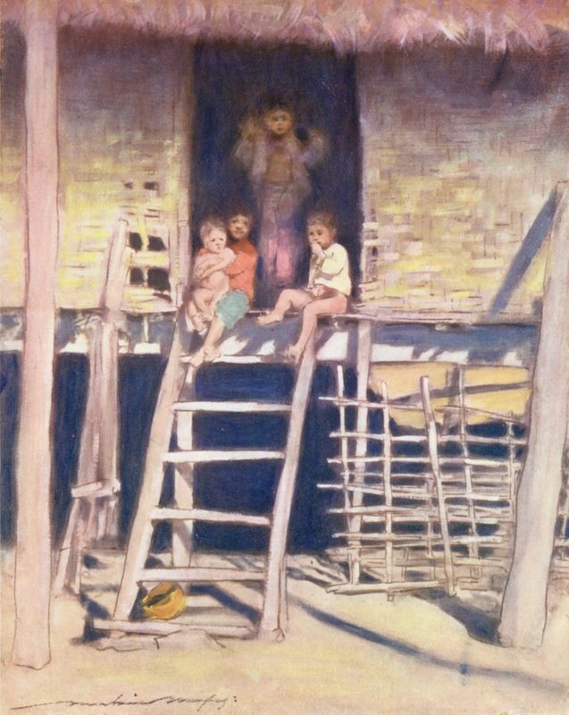 Crianças do Mundo: Birmaneses, Os Passos (litografia a cores) de Mortimer Ludington Menpes