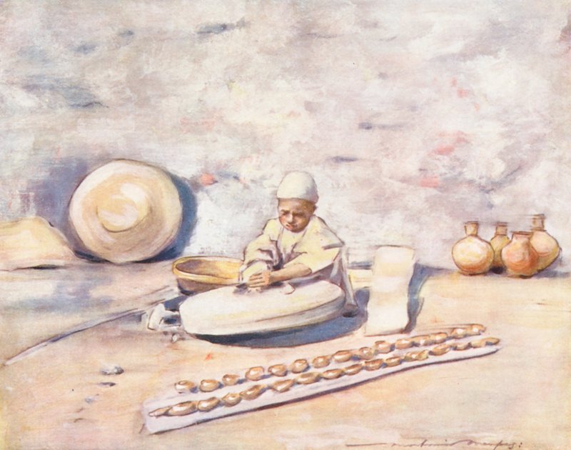 Crianças do Mundo: Cashmere, O Oleiro (litografia a cores) de Mortimer Ludington Menpes