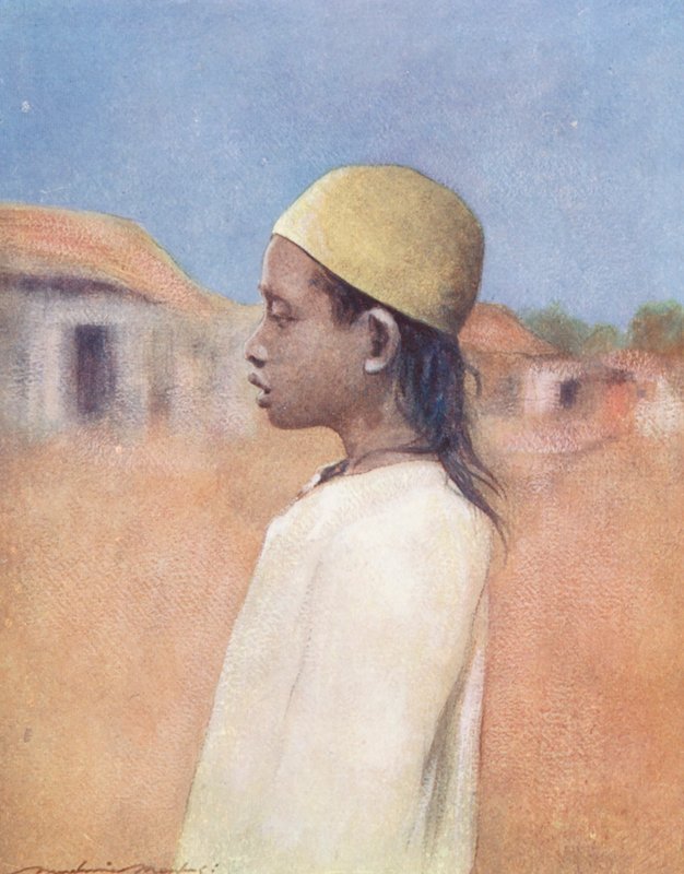 Crianças do Mundo: Cingalês, manhã cedo (litografia a cores) de Mortimer Ludington Menpes