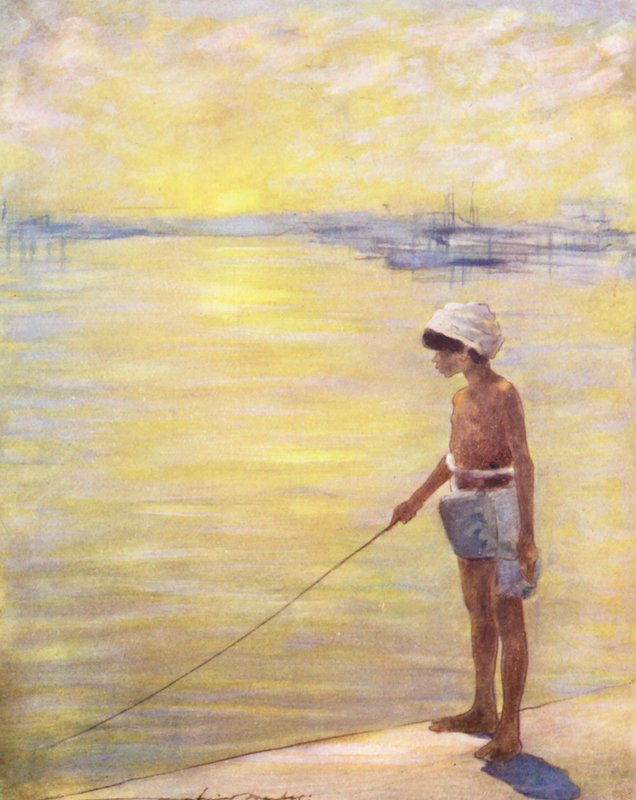 As crianças do mundo: Cingalês, Pesca (litografia a cores) de Mortimer Ludington Menpes