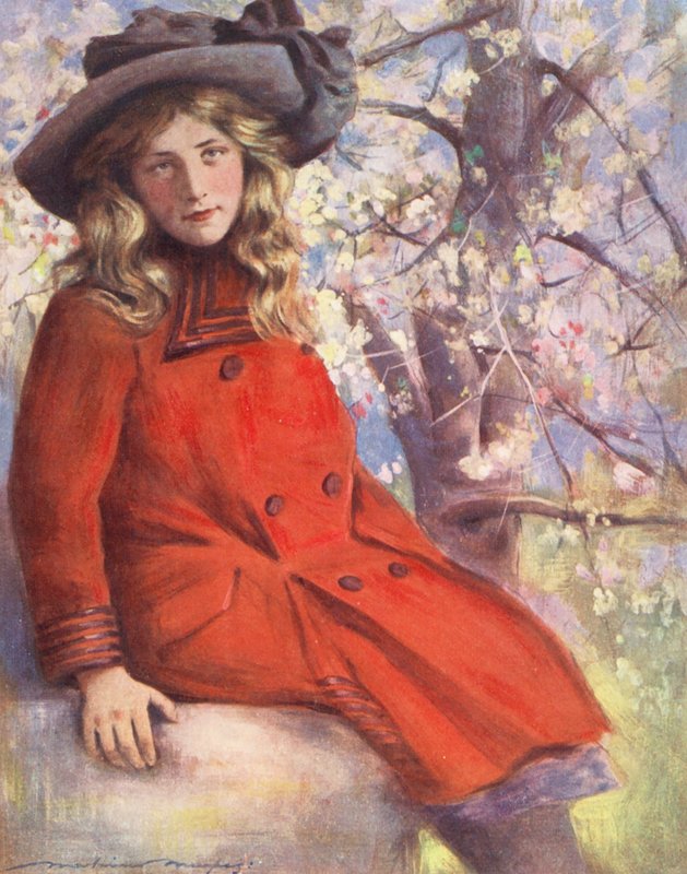 Crianças do Mundo: Inglês, May Blossoms (litografia a cores) de Mortimer Ludington Menpes
