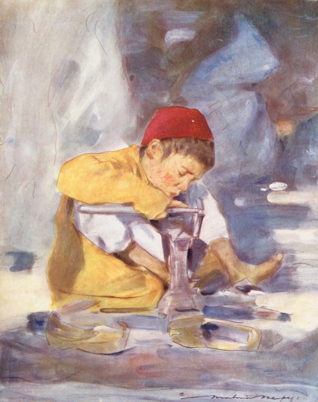 Crianças do Mundo: Índio, um jovem trabalhador (litografia a cores) de Mortimer Ludington Menpes