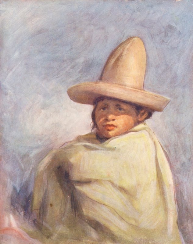 Crianças do Mundo: Mexicana, em Puebla (litografia a cores) de Mortimer Ludington Menpes