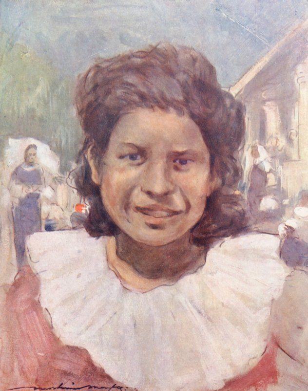 Crianças do Mundo: Mexicana, rapariga mexicana (litografia a cores) de Mortimer Ludington Menpes