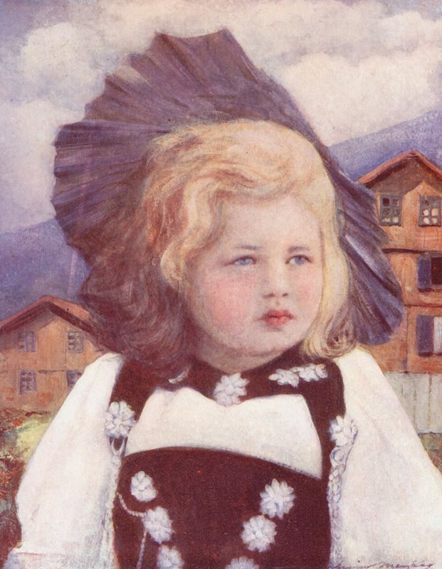 As crianças do mundo: Suíça, um bebé de Interlaken (litografia a cores) de Mortimer Ludington Menpes