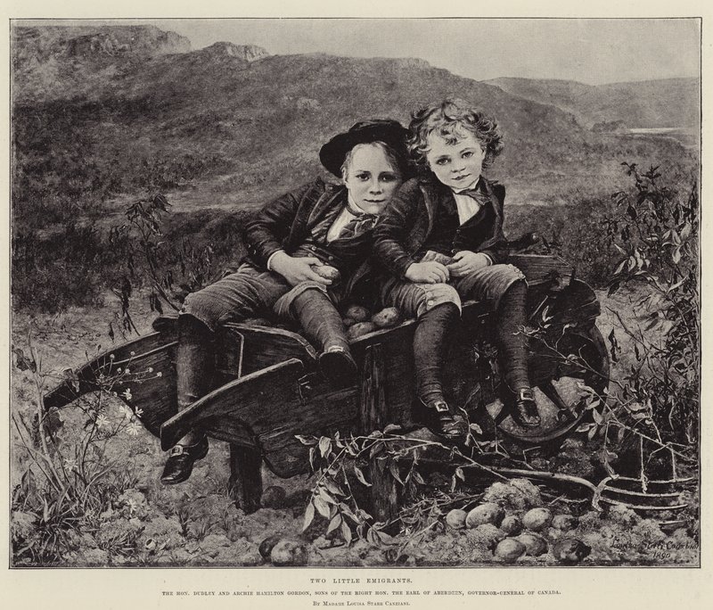 Dois Pequenos Emigrantes, o Honorável Dudley e Archie Hamilton Gordon, Filhos da Direita Honorável ao Conde de Aberdeen, Governador Geral do Canadá de Mrs. Louisa Starr Canziani