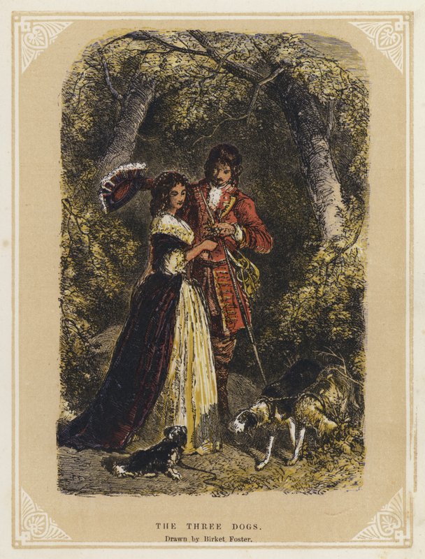 Os Três Cães (cor litho) de Myles Birket (after) Foster