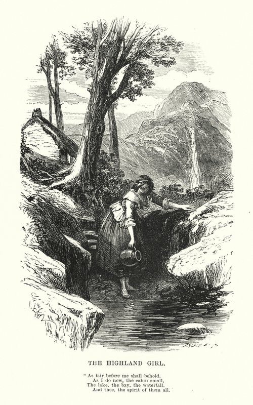 William Wordsworth: The Highland Girl (gravura) de Myles Birket (after) Foster