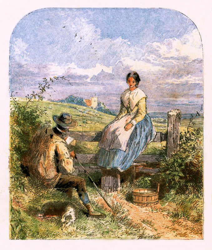 Ilustração para &39;The Deserted Village&39; de Myles Birket Foster