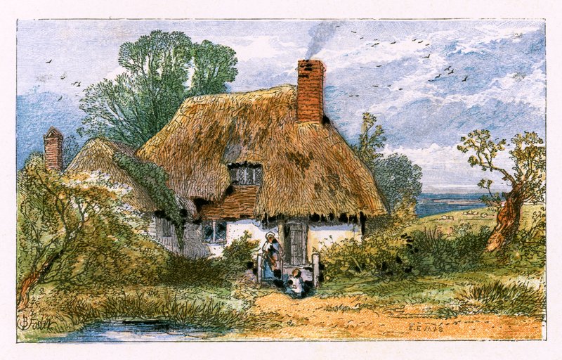 Ilustração para &39;The Deserted Village&39; de Myles Birket Foster