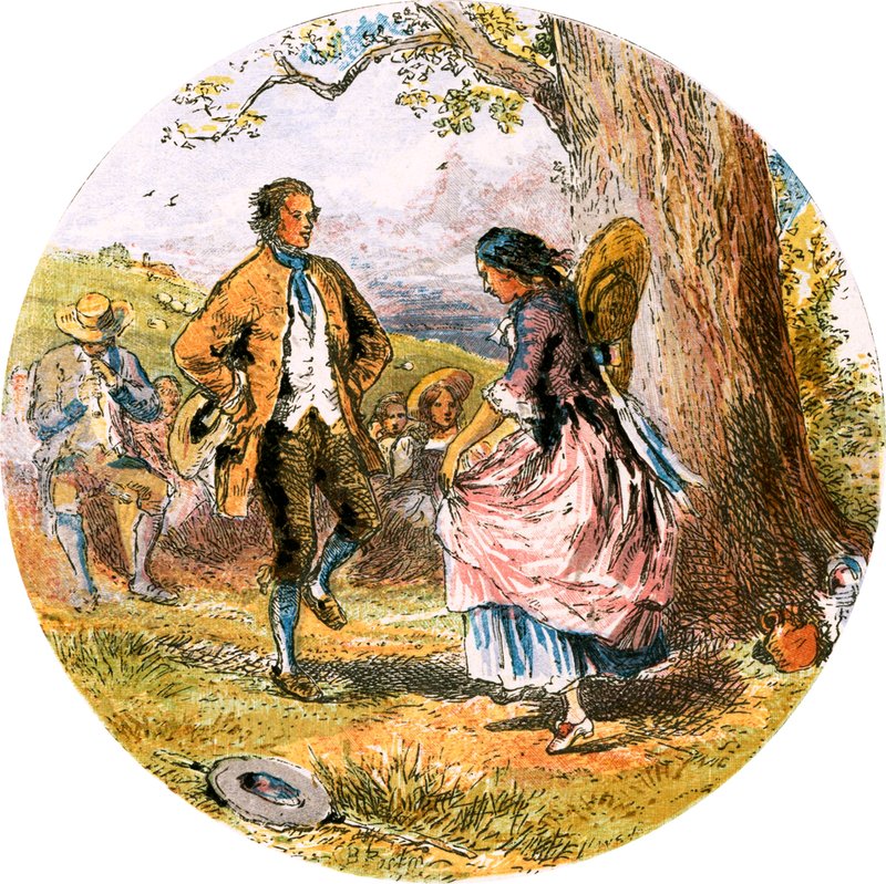 Ilustração para &39;The Deserted Village&39; de Myles Birket Foster