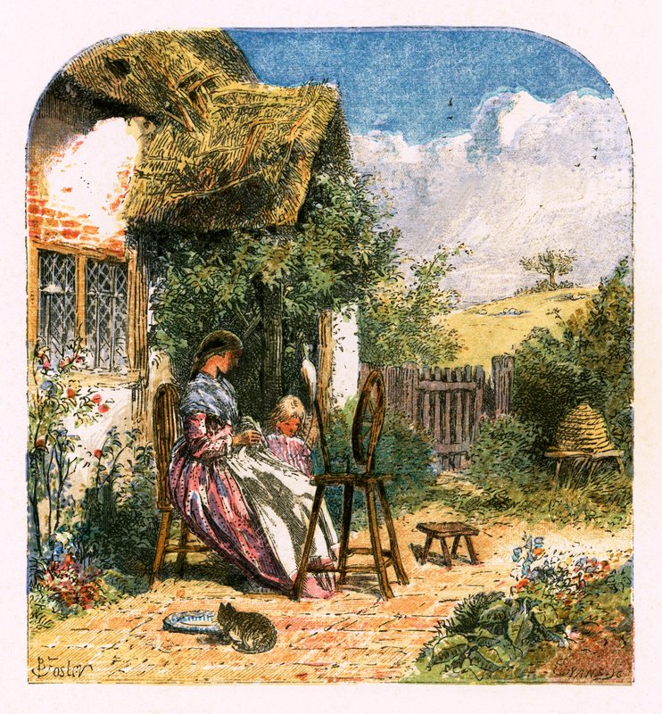Ilustração para &39;The Deserted Village&39; de Myles Birket Foster