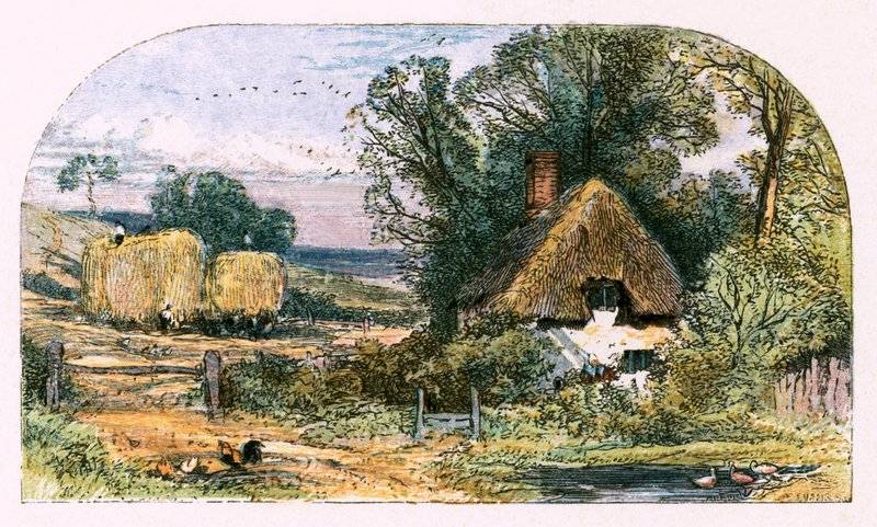 Ilustração para &39;The Deserted Village&39; de Myles Birket Foster