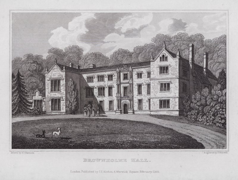 Brownholme Hall (gravura) de Nathaniel (after) Whittock