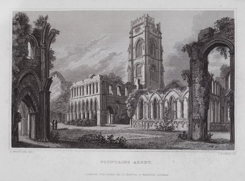 Abadia das Fontes (gravura) de Nathaniel (after) Whittock