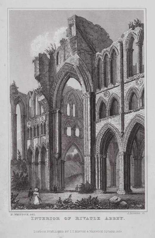 Interior da Abadia de Rivaulx (gravura) de Nathaniel (after) Whittock