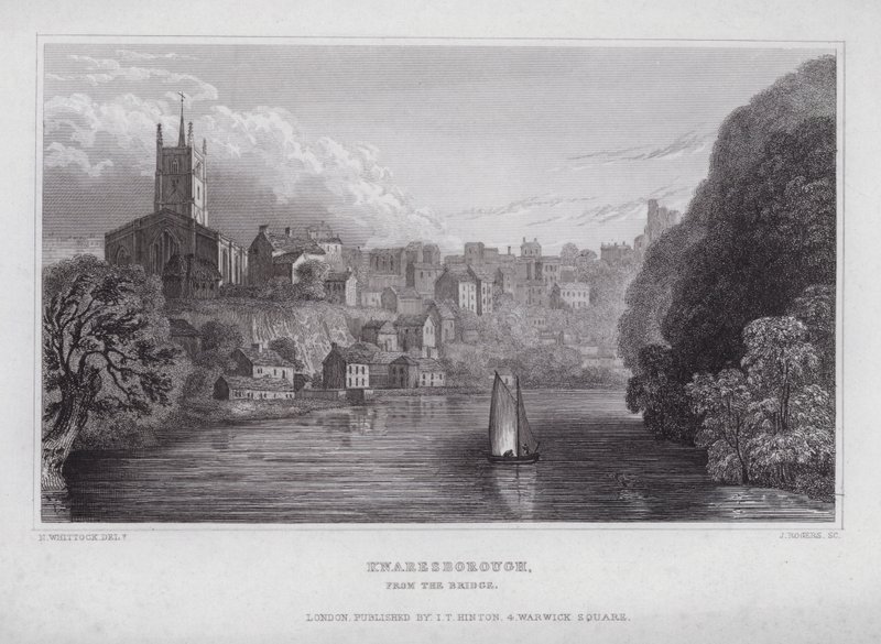 Knaresborough, da Ponte (gravura) de Nathaniel (after) Whittock