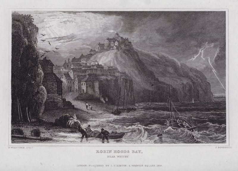 Robin Hoods Bay, perto de Whitby (gravura) de Nathaniel (after) Whittock