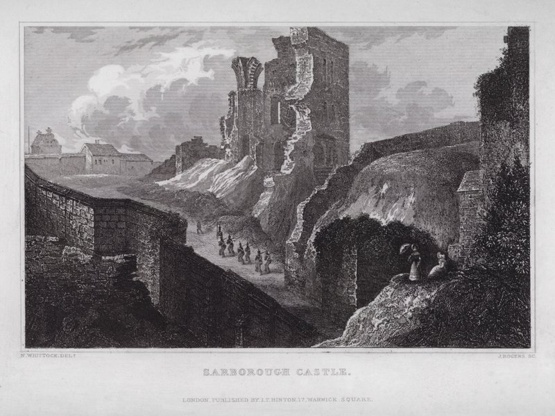 Castelo de Sarborough (gravura) de Nathaniel (after) Whittock