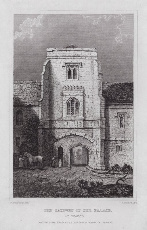 A Porta do Palácio, em Cawood (gravura) de Nathaniel (after) Whittock