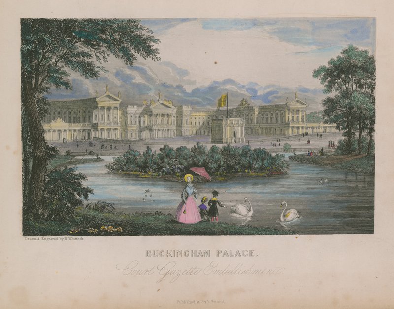 Vista geral do Palácio de Buckingham de Nathaniel Whittock
